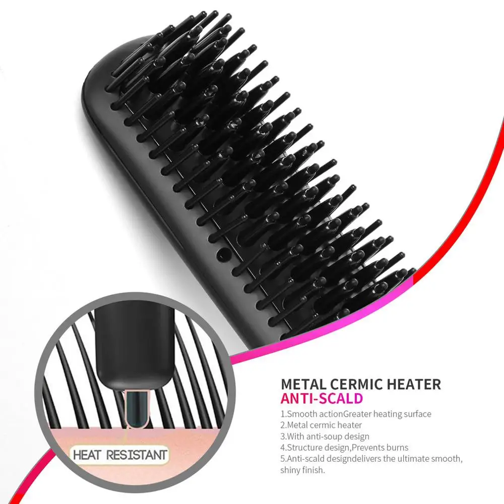 PTC Heating Technology Black 2 IN 1 Ionic Hair Straightener Brush US Plug | Красота и здоровье