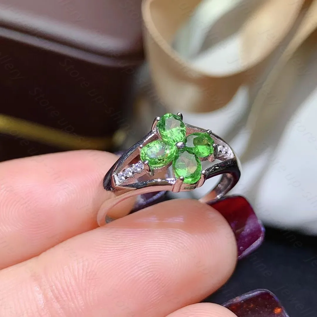 Натуральный кольцо с цаворитом 925 серебро Для женщин свежий простой и