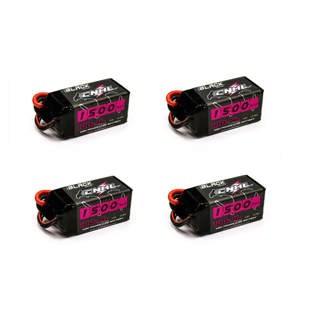 

CNHL BLACK SERIES 1500mAh 14.8V 4S 100C Recharegable Lipo Battery XT60 Plug for RC FPV Racing Drone Spare Parts1/2/4 PCS
