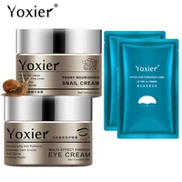 yoxier snail face cream eye cream moisturizing lifting firming fine lines remove eye bag anti aging wrinkle skin care case set