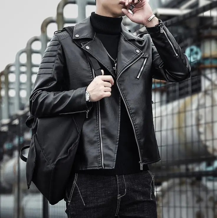 Мужская кожаная куртка мужские осенние куртки из искусственной кожи модные