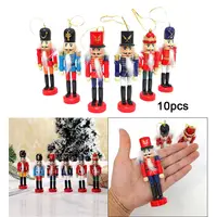60x Christmas Nutcracker Ornaments Set, Wooden Soldier Puppet Toy for Xmas Themed Party Outdoor Yard Tree Hanging Decorations