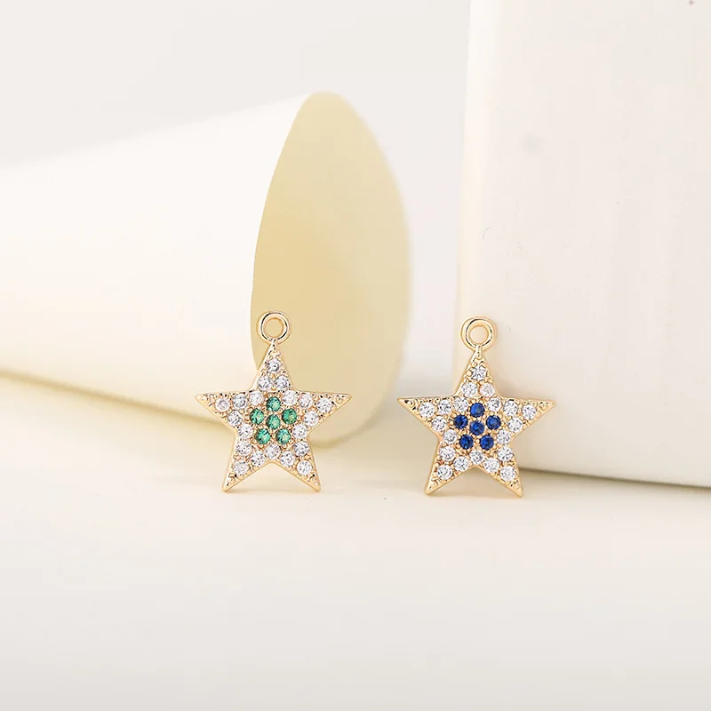 

DIY Jewelry Accessories Zircon Vintage Star Copper Plated 14k Gold Inlaid Snowflake Pendant Jewelry Parts
