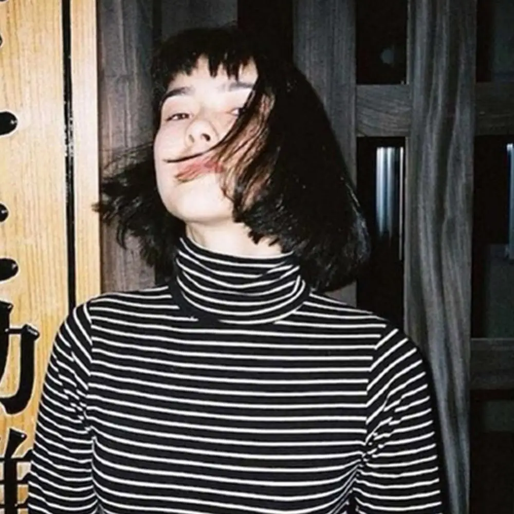 

Women's T Shirt Fashion vStriped Turtleneck Top Long Sleeve Elegant Casual Harajuku Female T-Shirt Slim Tops for Autumn Winter