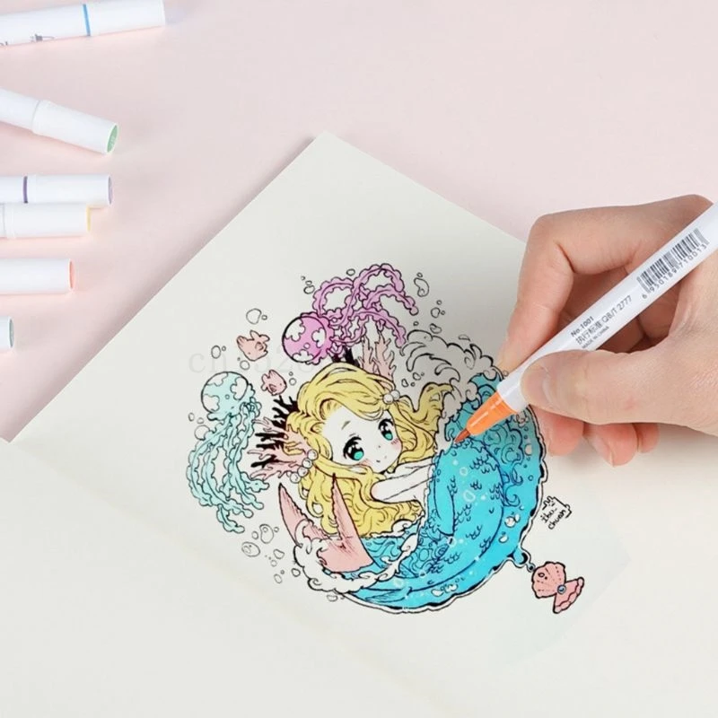 

12/18/24/36/48 Colors Double Head Marker Pen Set for DIY Album Glass Rock Wood