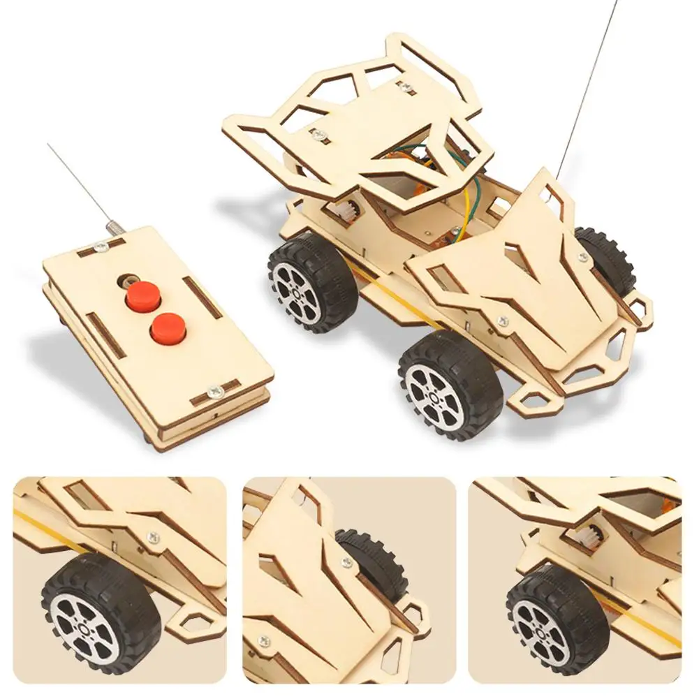 Деревянные DIY Собранные RC гоночный автомобиль модель комплект Дети Студенты