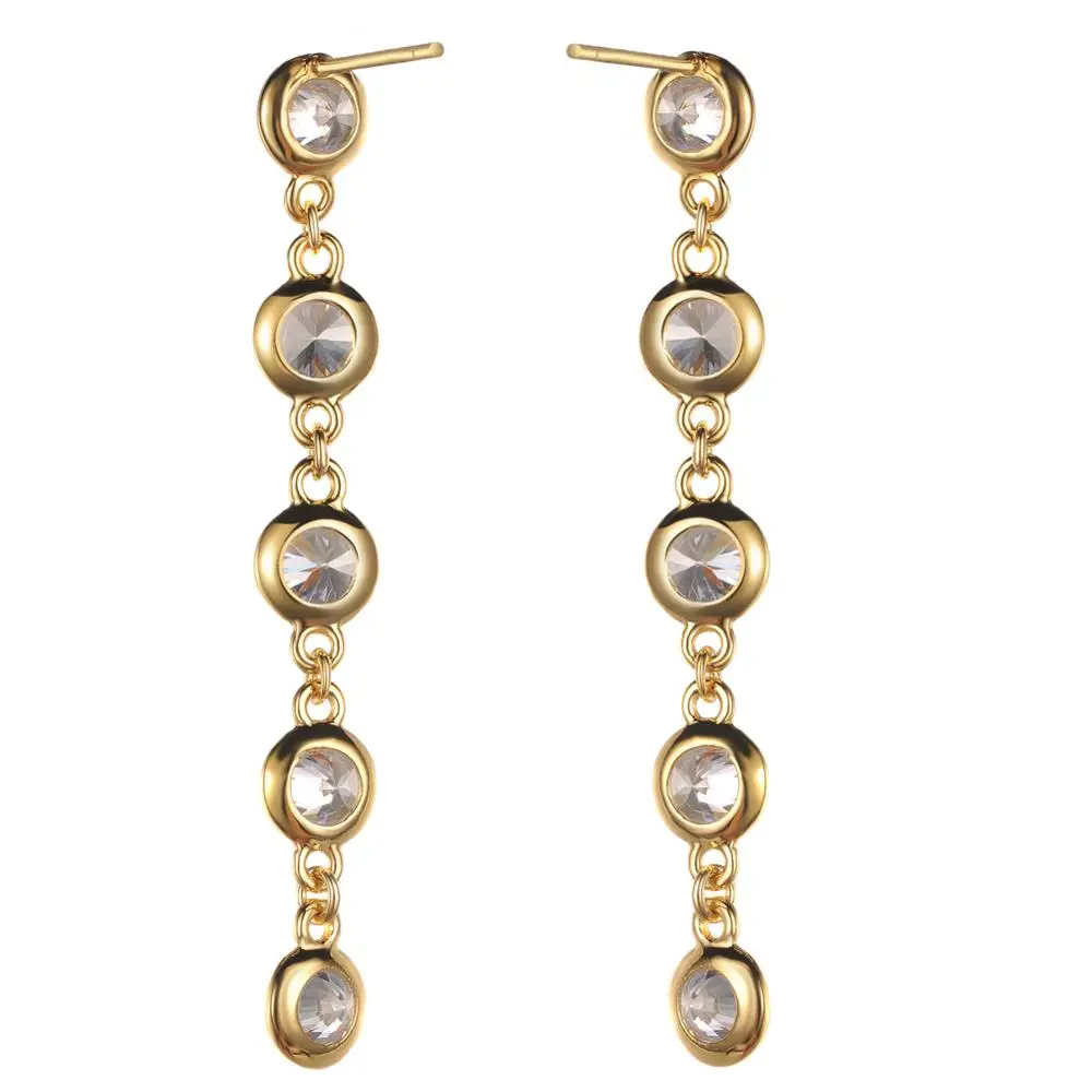 925 Sterling Silver Fine Jewelry Dangling CZ Cubic Zirconia Long Station Bridal Wedding Earrings for Womens Girls Birthday Gifts | Украшения