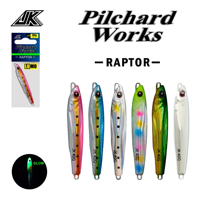 

JK New Product RT Raptor Jig 20g 30g 40g 60g Jigging Lures Metal Slow Sinkers Hard Bait Kevlar Line Fish Hooks