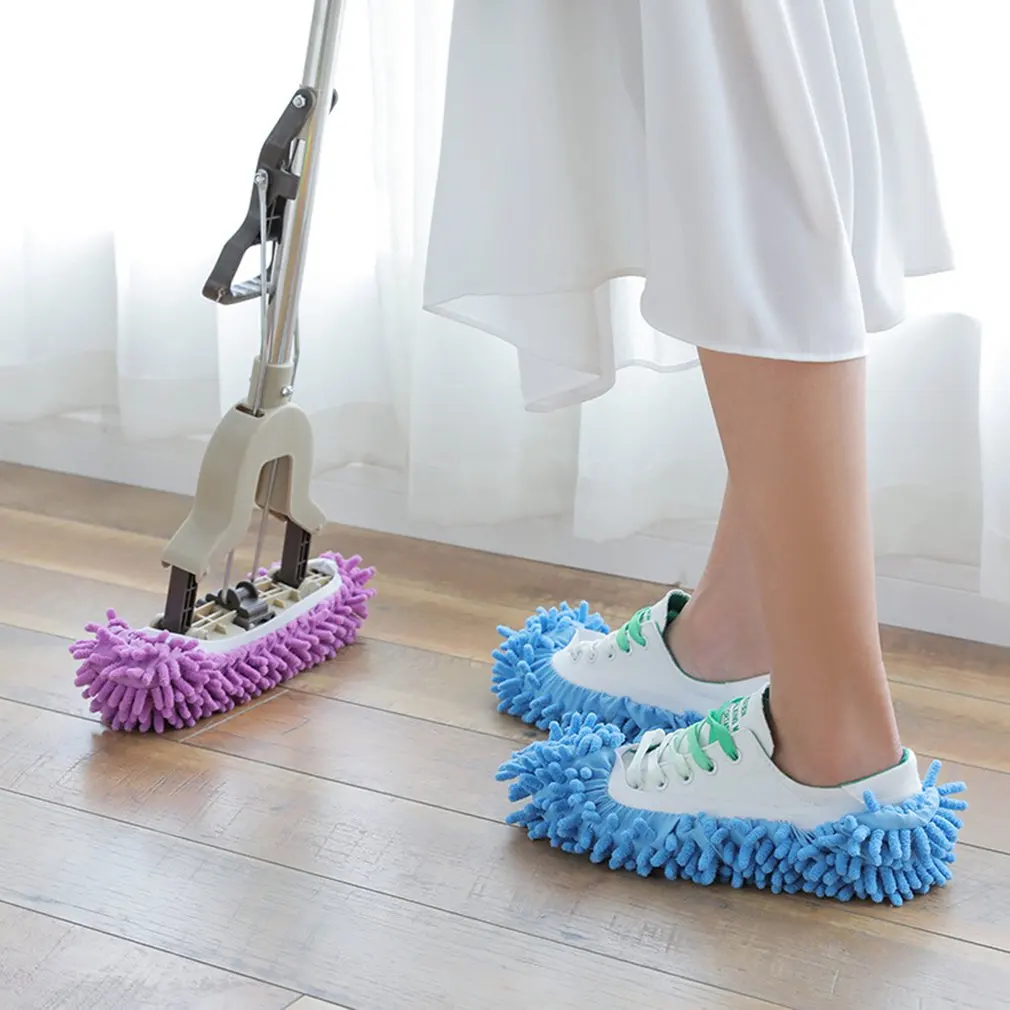 1 Piece Microfiber Mop Floor Cleaning Lazy Fuzzy Slippers House Home Flooring Tools Shoes Bathroom Kitchen Cleaner | Безопасность и