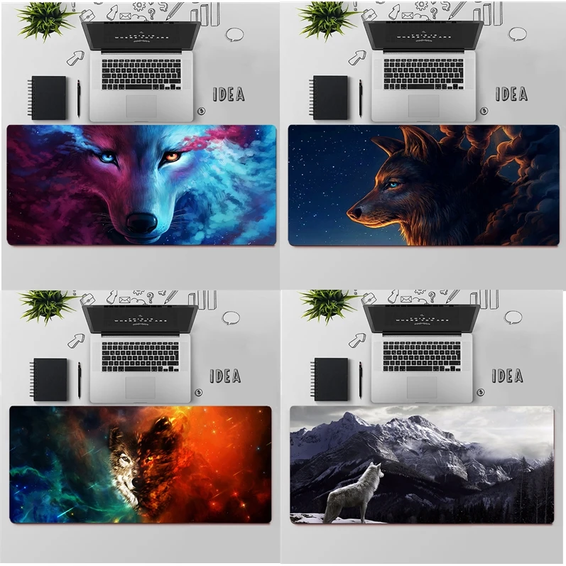 

Gaming Mouse Pad Large Mouse Pad PC Gamer Computer Mouse Mat Galaxy Wolf Forest Wild Big Mousepad Keyboard Desk Mat Mause Pad