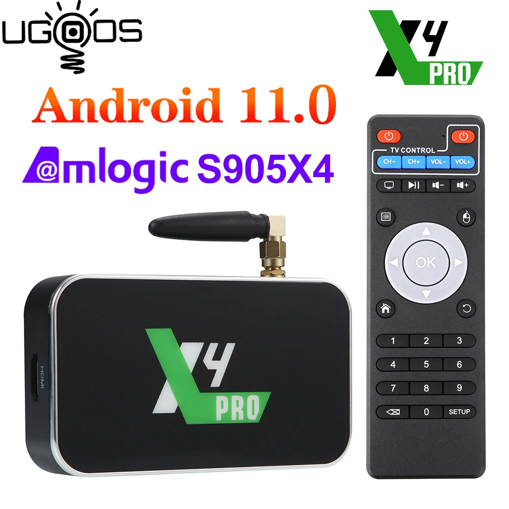 

UGOOS X4 Pro TV BOX X4 Cube/Plus Android 11 Amlogic S905X4 LPDDR4 4GB RAM 32GB ROM Support AV1 CEC HDR 1000M BT4.0 OTT 4K TV BOX