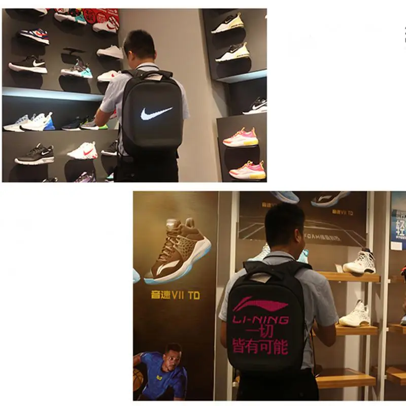 Приложение Управление Wi Fi светодиодный рюкзак с Экран дисплея Смарт для прогулок