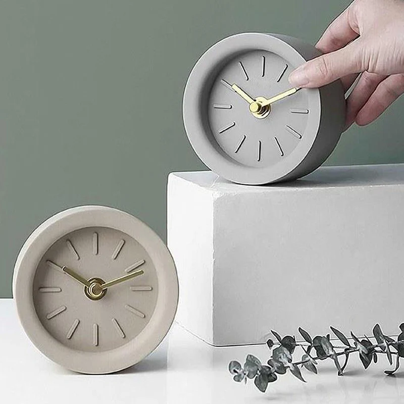 Скандинавский бетонный форма в виде часов Силиконовый цемент будильник ручной