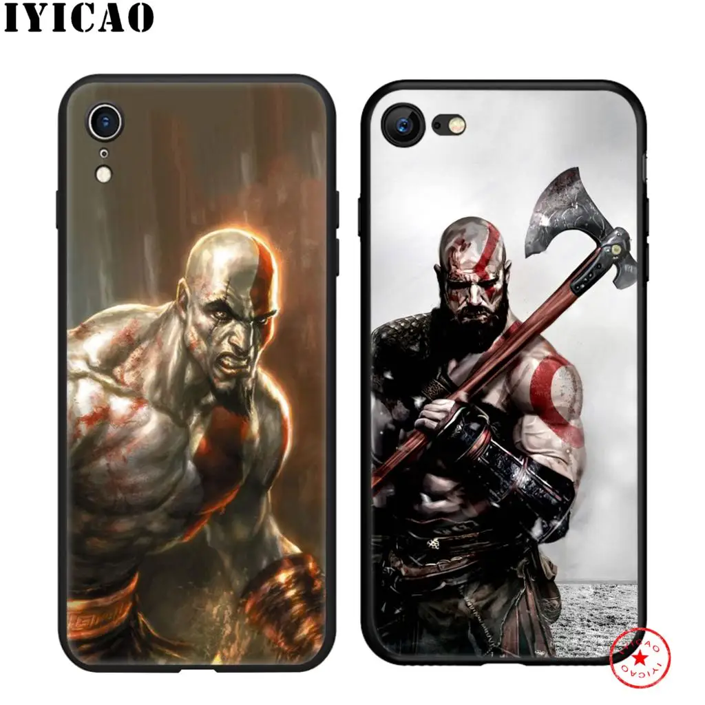 Мягкий силиконовый чехол IYICAO god of war черного цвета для iPhone 11 Pro Xr Xs Max X или 10 8 7 6 6S Plus 5