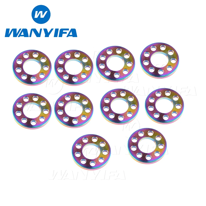 M6 rainbow Waniifa 10 шт. M6 8 10 пористые Ti 9/девять отверстий шайбы титановые пробуренные прокладки для мотоцикла - Цвет: M6 rainbow