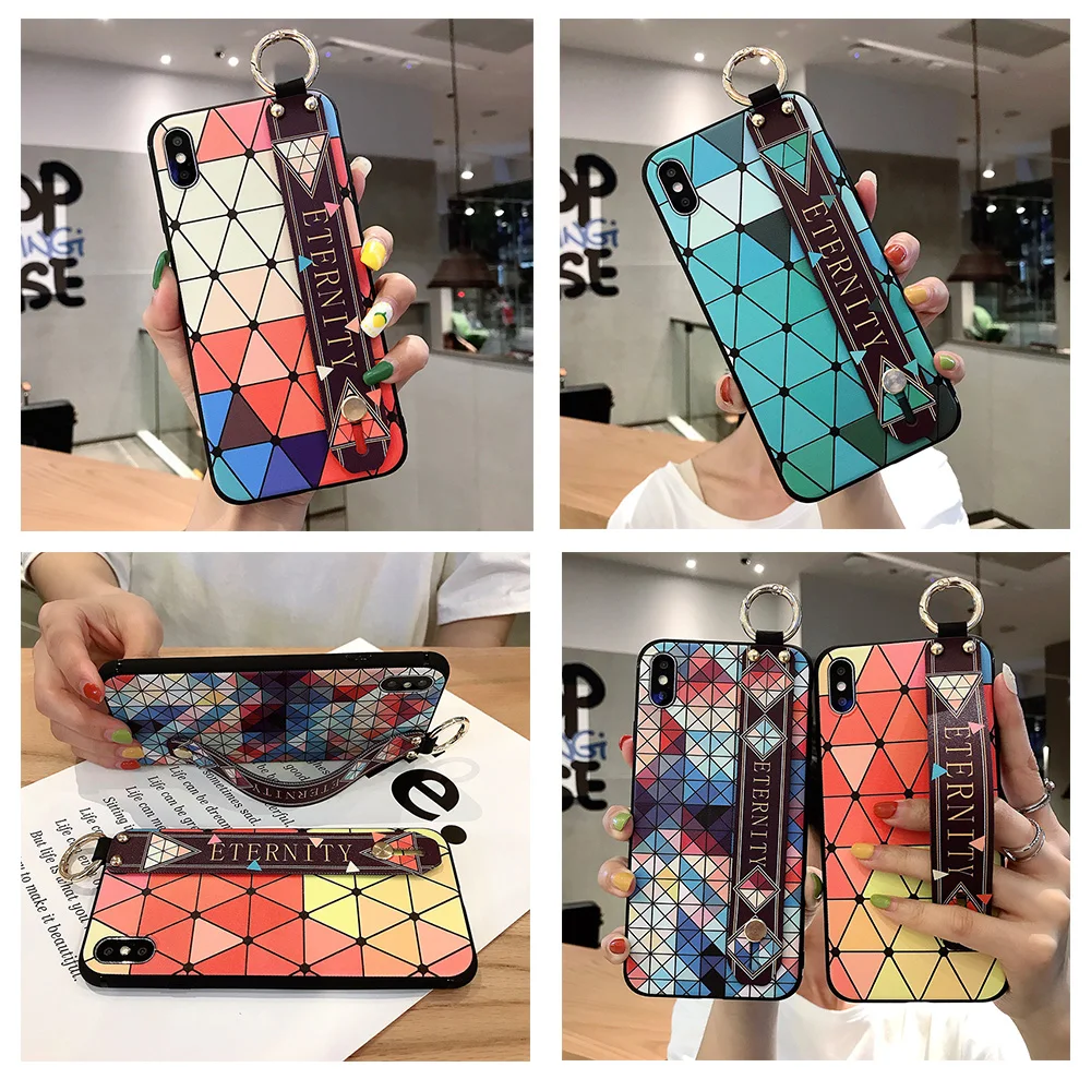 Мягкий чехол с ремешком для телефона Vivo Y15 Y17 Y66 Y65 Y67 Y71 Y75 Y79 Y81 Y83 Y85 Y91i Y93 Y95 Y97 V5S V7 V9