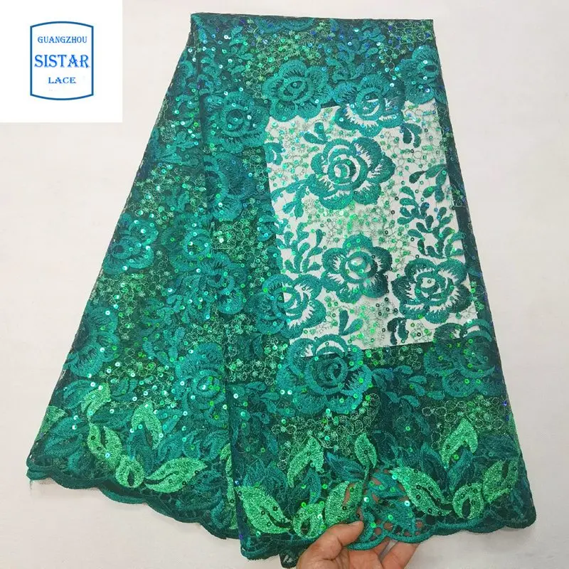 Peach African Lace Embroidered Nigerian Fabric With Sequins High Quality Dubai French Mesh 5 Yards 2020 |