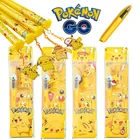 Новинка, покемон Пикачу, синяя ручка для начальной школы, чернильная сумка, ручка для письма, студенческие офисные принадлежности, канцелярские принадлежности