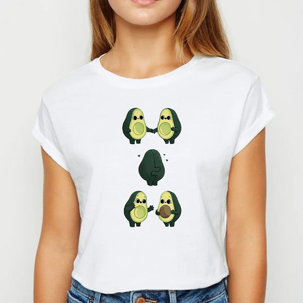 Женская футболка с авокадо и свиньей Свободный Топ авангардным принтом Тонкий