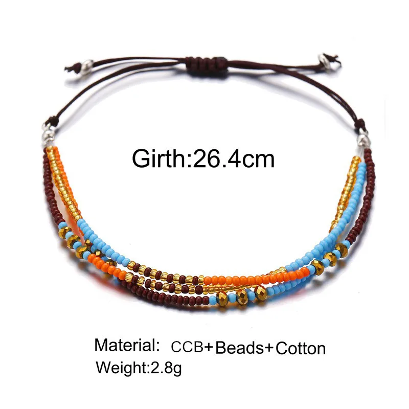 Браслет на лодыжку Женский пляжный регулируемый браслет с бусинами в богемном