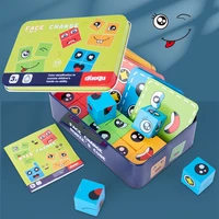face changing geometric shape matching building blocks puzzle parent child board game wooden challenge level toys gifts