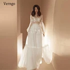 Платье Свадебное ТРАПЕЦИЕВИДНОЕ с длинными рукавами-фонариками и кружевной аппликацией