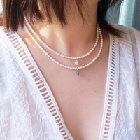 lii ji 3 5mm real pearl 925 sterling silver choker necklace ruby moonstone topaz tanzaniten onyx larimar tourmaline for women
