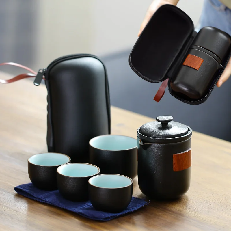 

Japanese Ceramic Tea Set Portable Travel Vintage Teapot Set Outdoor Handmade Tea Cup Porcelain Gift Tetera Teaware Sets DA60CJ