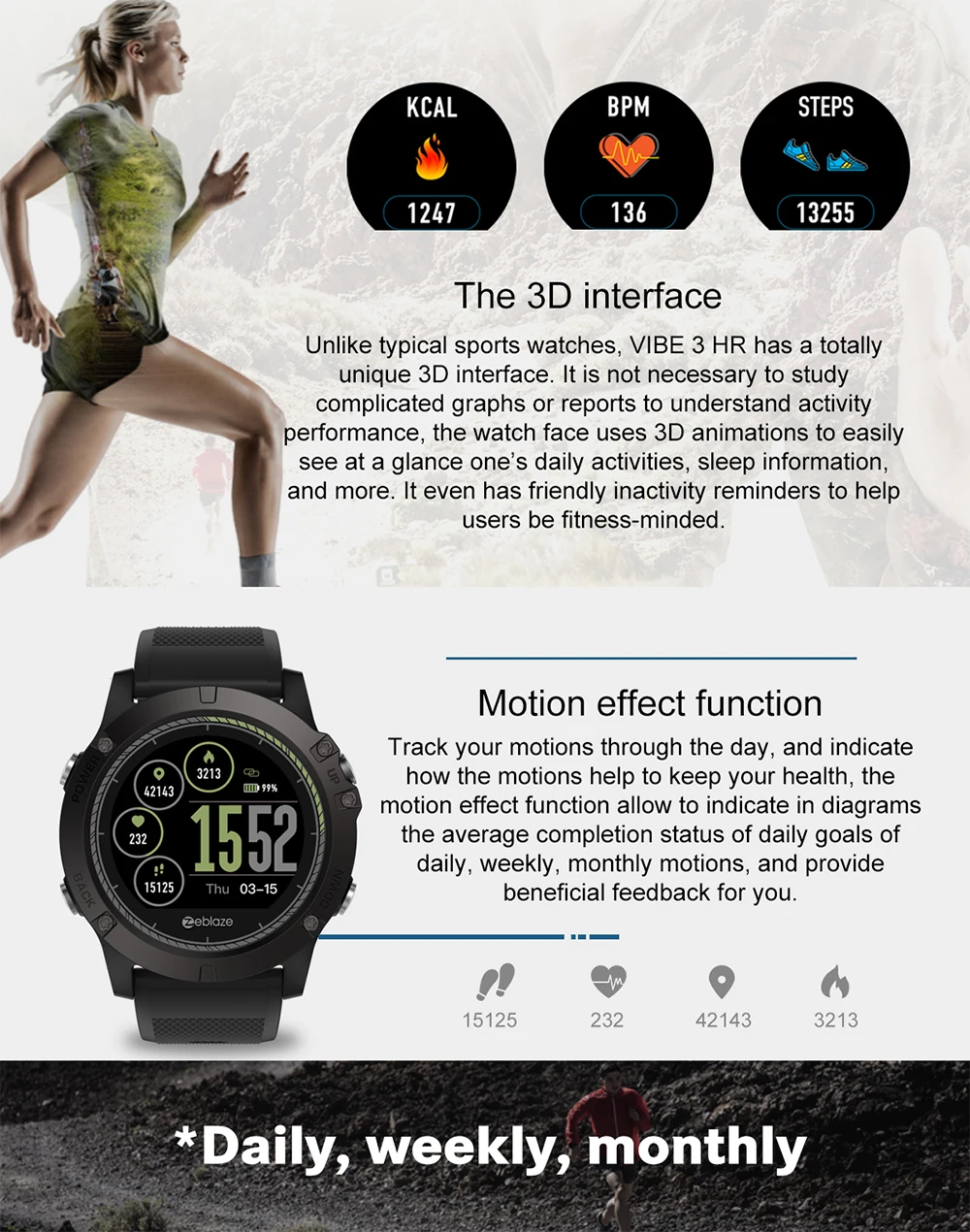 Zeblaze Vibe 3 Smartwatch Ip67 водонепроницаемые умные часы с цветным дисплеем спортивные