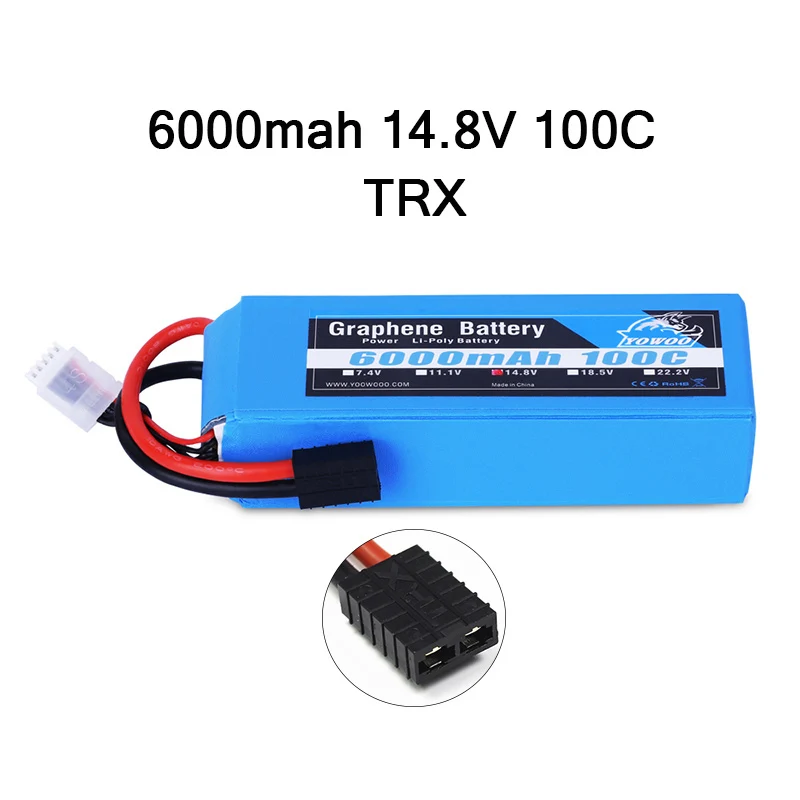 4S 6000mah 100C TRX Радиоуправляемая графеновая батарея Lipo 2S 7,4 V 3S 11,1 V 4S 14,8 5S 18,5 V 6S 22,2 V 3000mah 3300mah 4000mah 5000mah 6000mah 6500mah для радиоуправляемого автомобиля - Цвет: 4S 6000mah 100C TRX