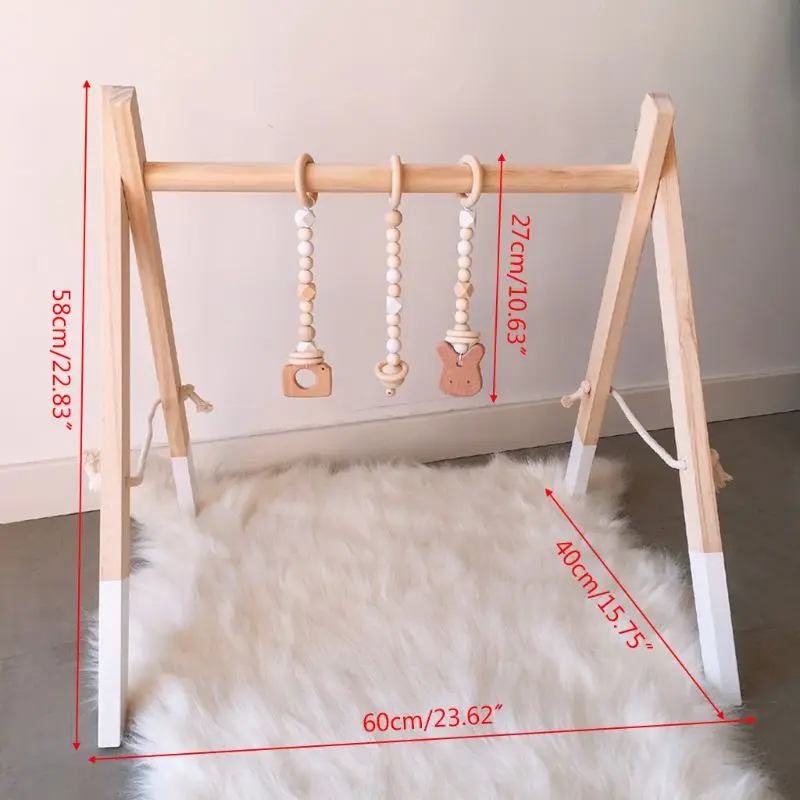 

Nordic Style Cartoon Solid Wood Baby Kids Ftness Rack Children Room Decoration Toys with Ornaments Pendant Infant Clothes Frame