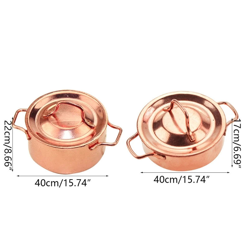 Dollhouse Accessory Pot Golden Color 1:12 Scale Miniature Cooking Kettle Cookware Kitchen Kit Scene Toy | Дом и сад
