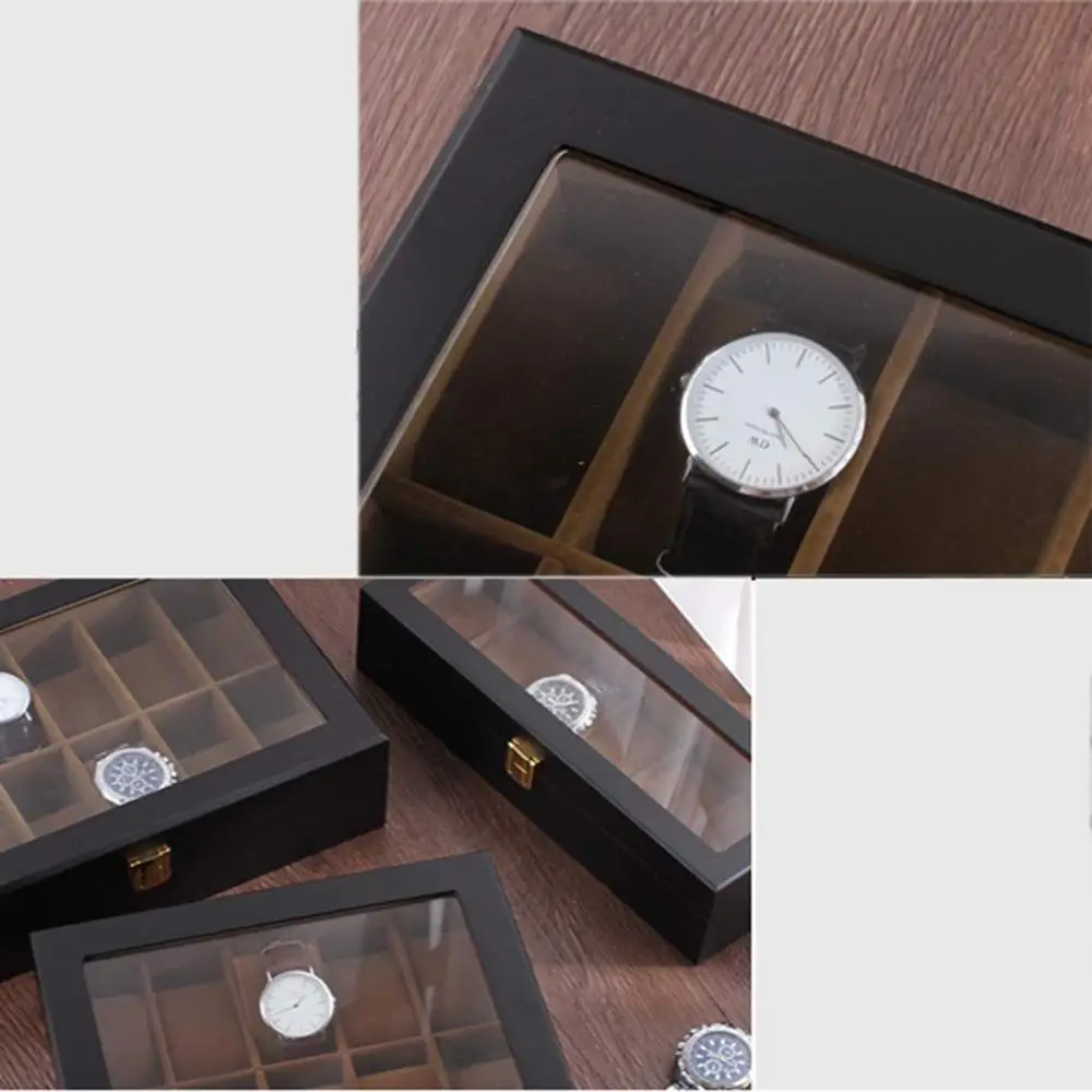 Деревянная коробка с часами для мужчин 12 слотов органайзер часов чехол Матовая