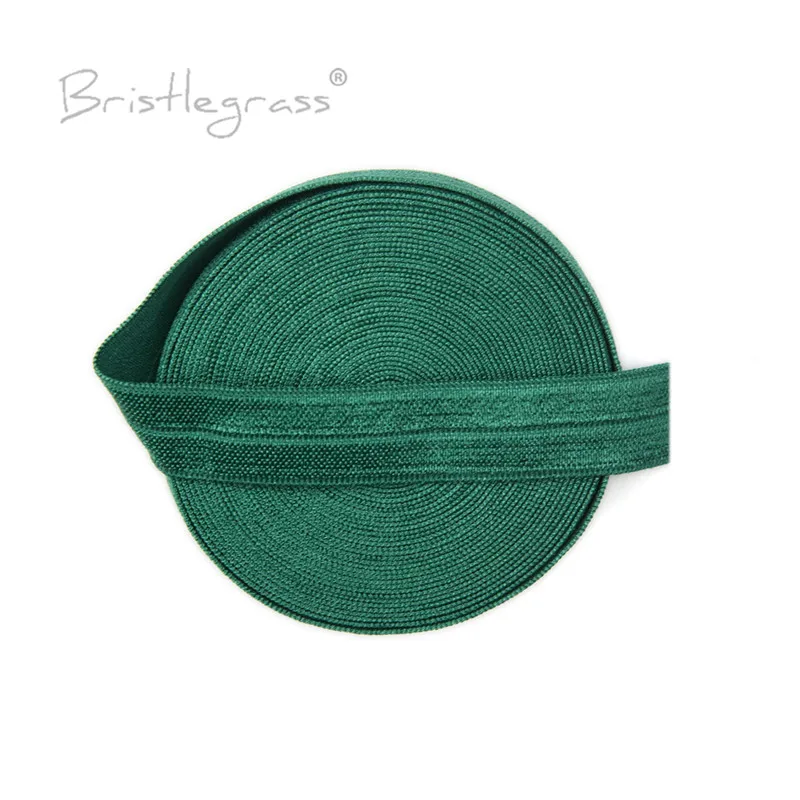 

BRISTLEGRASS 5 Yard 5/8" 15mm Forest Green Solid FOE Fold Over Elastic Spandex Satin Kid Hairband Headband Lace Trim Tutu Sewing