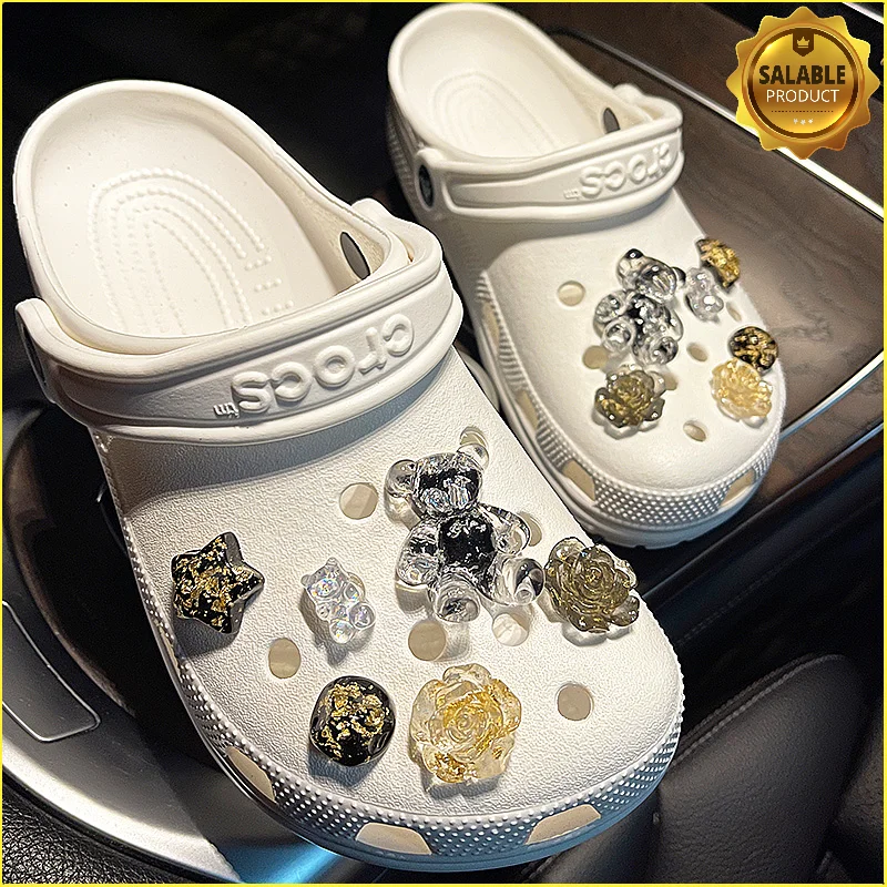 3D Rhinestone Bears Croc Charms Designer DIY Flowers Shoes Decaration Accessories for Croc JIBS Clogs Kids Boys Girls Gifts
