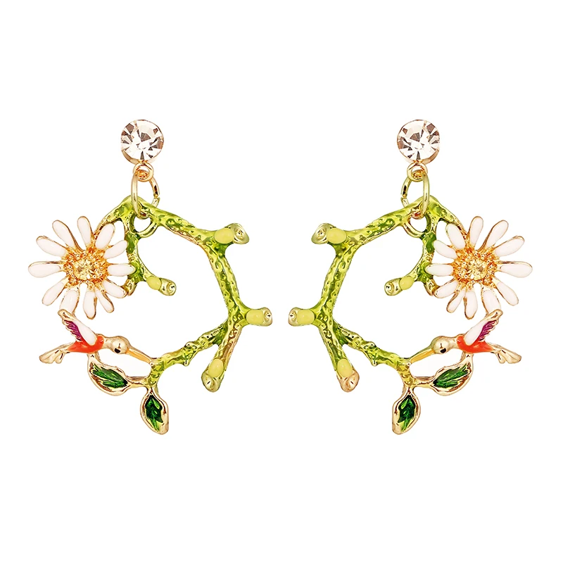 Женские металлические серьги Muylinda модные свисающие в виде цветка эмалированной