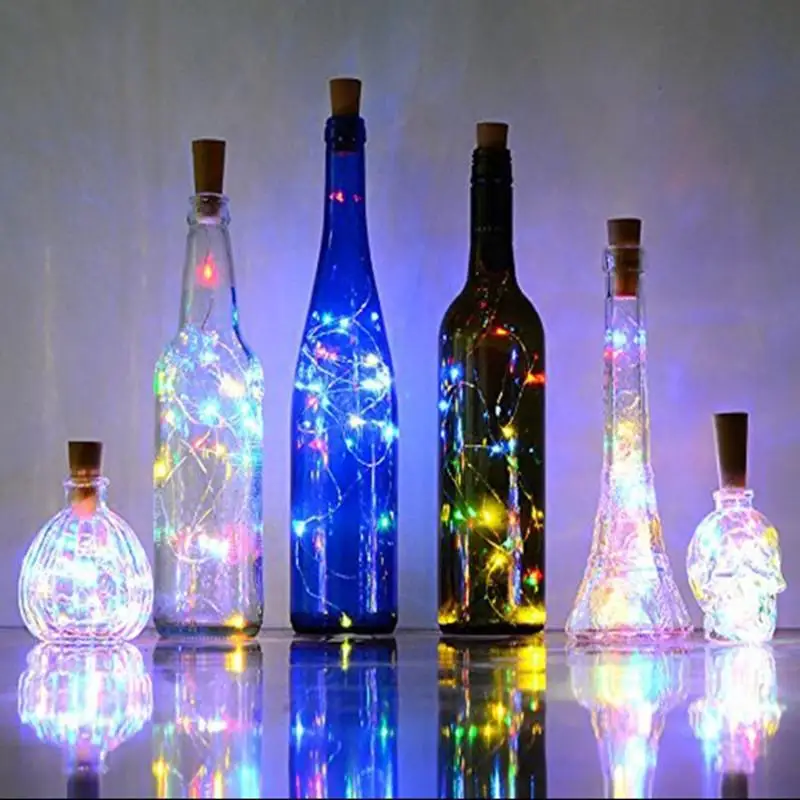 20LEDs Cork Shape Wine Bottle Lights 2M Silver Copper Wire Colorful Fairy Christmas Decor Mini String | Лампы и освещение