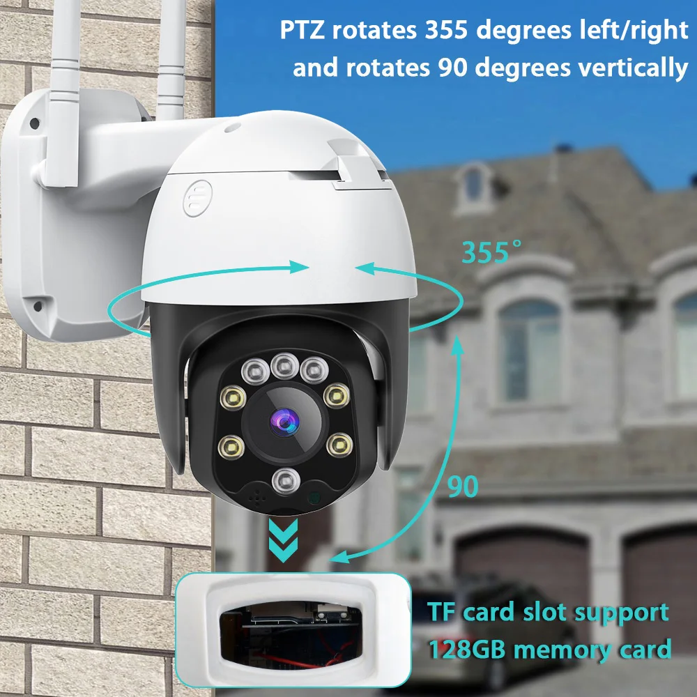 5 МП UHD Wi Fi PTZ IP камера 4 кратный зум автоматическое слежение красочное ночное