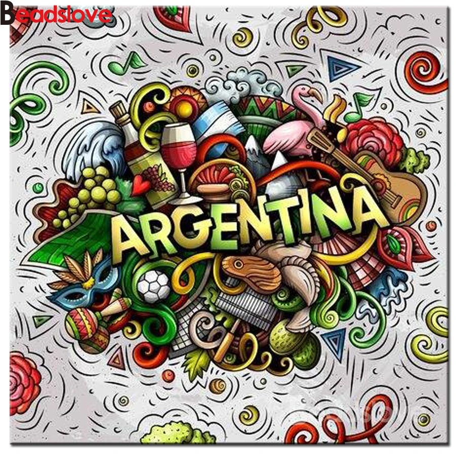 

Full Square/round Diamond Painting argentina abstract 5d diy Diamond Embroidery Rhinestones of Pictures Mosaic diamond cartoon