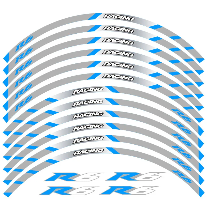 Новый Высокое качество 12 шт. подходит колеса мотоцикла стикеры в полоску