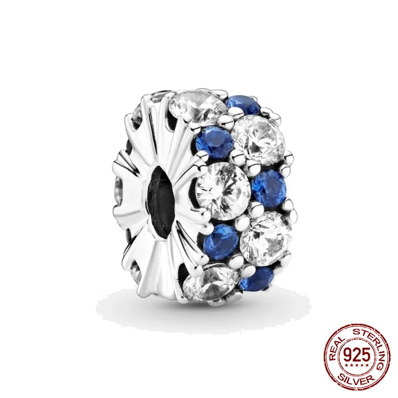 

Браслеты Pandora женские из серебра 925 пробы, с синими и прозрачными блестками