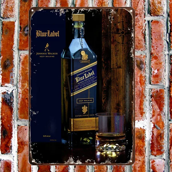 Металлический жестяной знак Johnnie Walker Blue Label украшение для ресторана картина декор