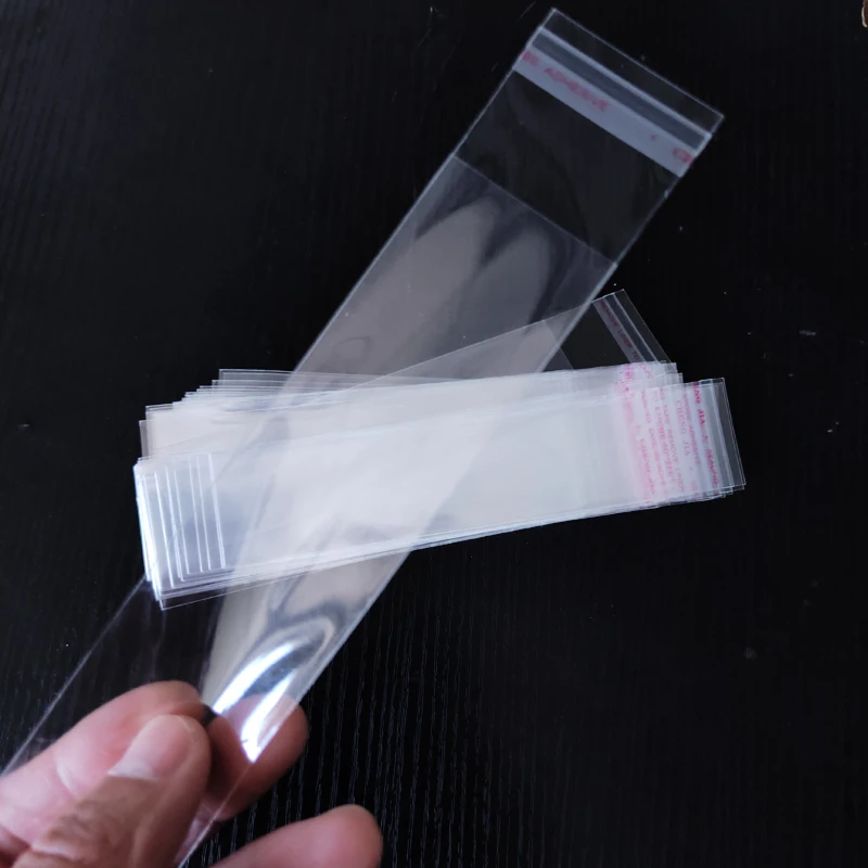 1000pcs 3cm Wide Transparent Self Sealing Plastic Bags Gift Jewelry Packaging Bag Cellophane Long Pen Pencil Bag Slender Bag