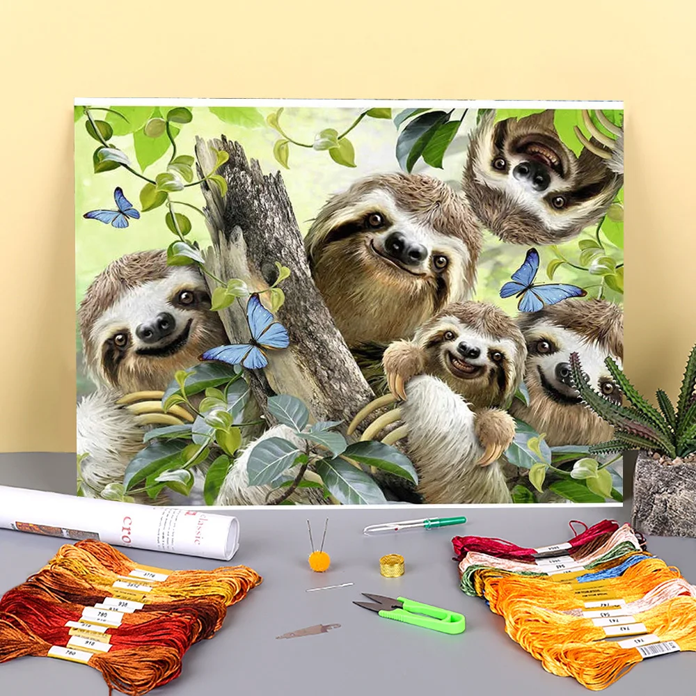 

Вышивка крестиком 11CT с принтом животных, полный комплект для вышивки крестиком, нити DMC, рукоделие, хобби, игла для рисования