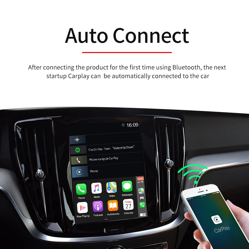 

Wireless Apple CarPlay Android Auto Activator for Peugeot Toyota Audi for VW for Volvo Auto Connect Wired to Wireless Carplay