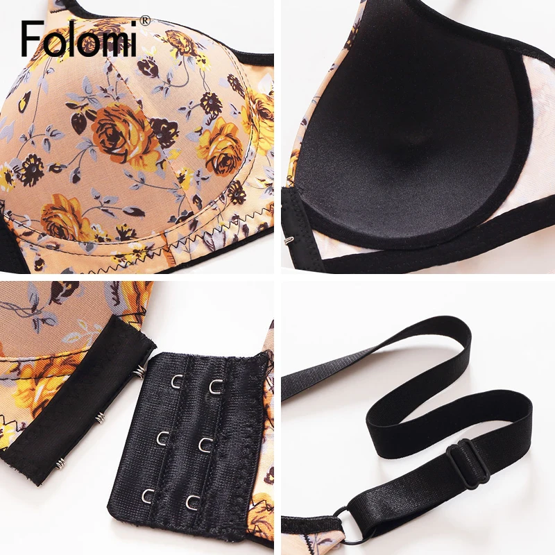 Folomi бюстгальтер с застежкой спереди беспроводное женское нижнее белье принтом