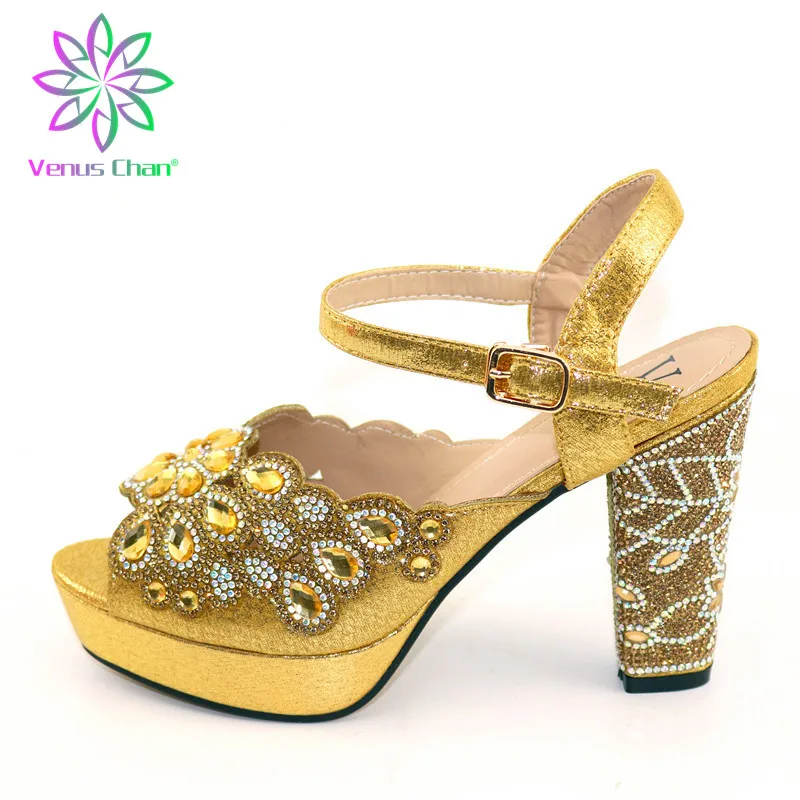 Модные сандалии золотого цвета 10 см Высококачественная нигерийская обувь без