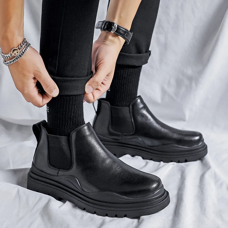 

Wear-resistant Driving Shoes Men Party Height Increasing Flat New 2021 Luxurious High Quality Men's Casual Leather Formal