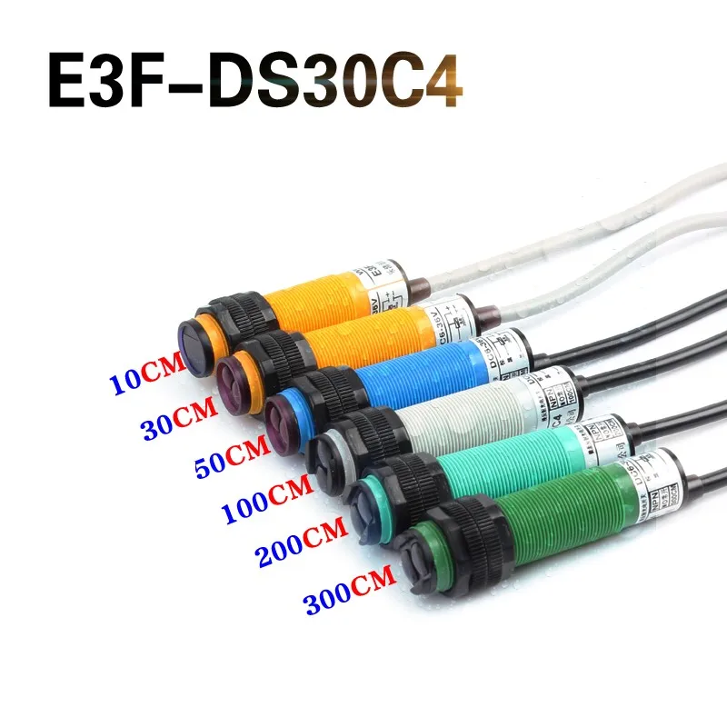 

Sensor Switch Diffuse Reflection Photoelectric Switch E3F-DS30C4 Proximity Switch NPN PNP NO NC 5cm to 300cm Detective Distance