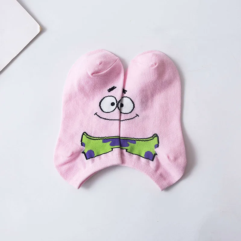 Pink Летние носки для девочек Happy креативный, милый, мультяшный для костюмированной вечеринки по японскому аниме рисунком «Губка Боб», Симпатичные носки с принтом милых модные хлопковые подследники носки - Цвет: Pink